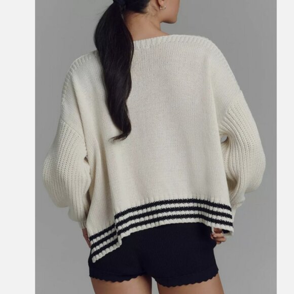 Anthropologie Maeve Nautical Linen-Blend Catch Of The Day Fish Sweater XL NWT - Picture 9 of 9